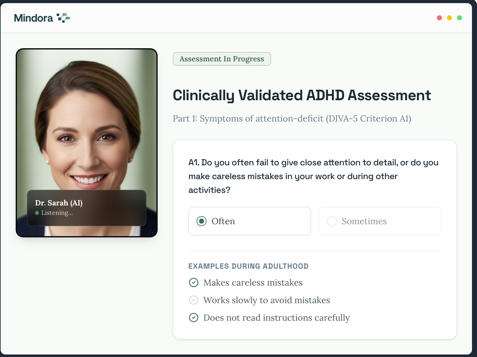 Mindora Assessment Platform